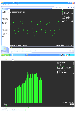 Временная (вверху) и частотная (внизу) диаграммы